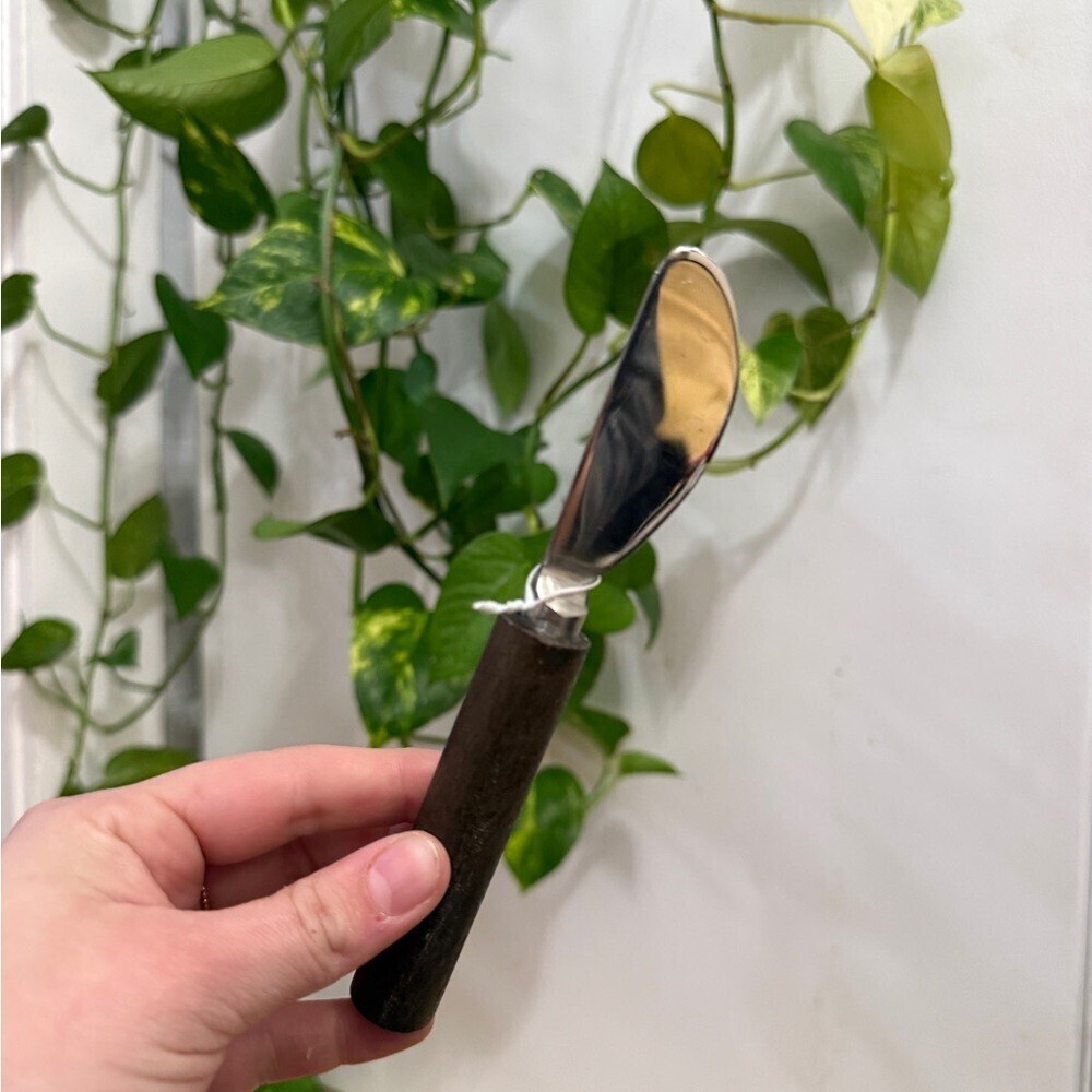 Silver and Brown Spreader Knife